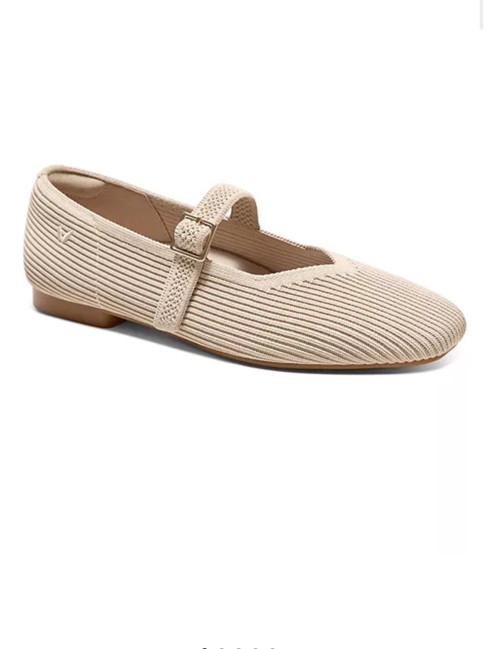 Neutral Beige Mary Jane Knit Flat - Women's Shoes